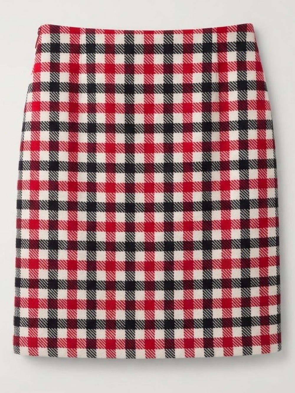 Talbots Plaid Pencil Skirt Size 12 Red Black White Knee Length
